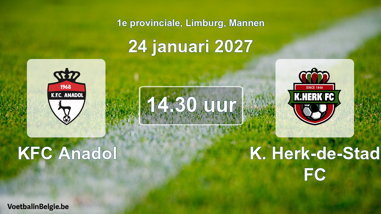Geplande wedstrijd mannenvoetbal: KFC Anadol - K. Herk-de-Stad FC (24 januari 2027)