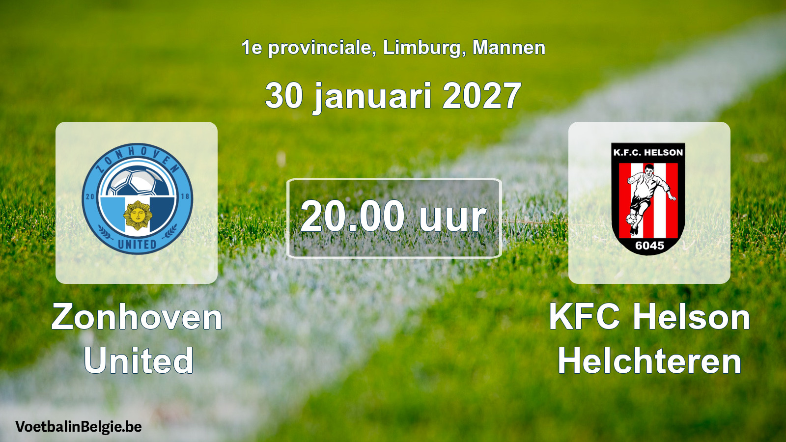 Geplande wedstrijd mannenvoetbal: Zonhoven United - KFC Helson Helchteren (30 januari 2027)