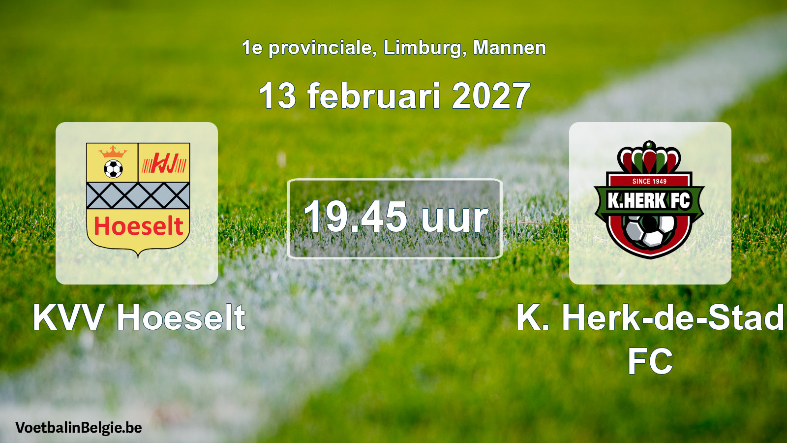 Geplande wedstrijd mannenvoetbal: KVV Hoeselt - K. Herk-de-Stad FC (13 februari 2027)