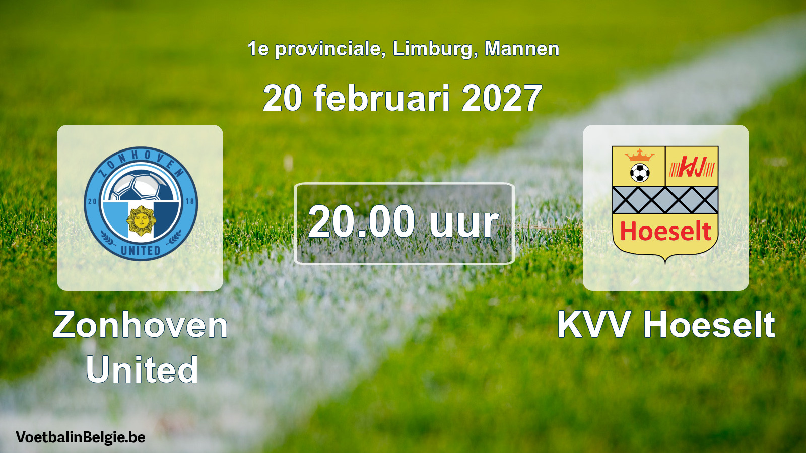 Geplande wedstrijd mannenvoetbal: Zonhoven United - KVV Hoeselt (20 februari 2027)