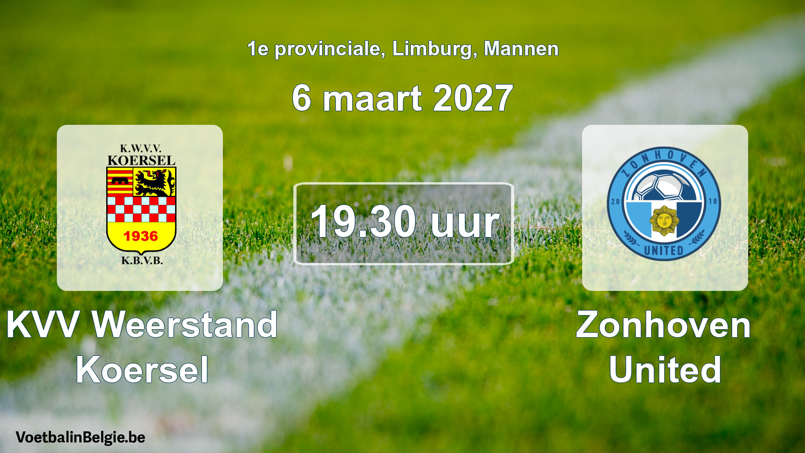 Geplantes Spiel männer-Fußball: KVV Weerstand Koersel - Zonhoven United (6 März 2027)