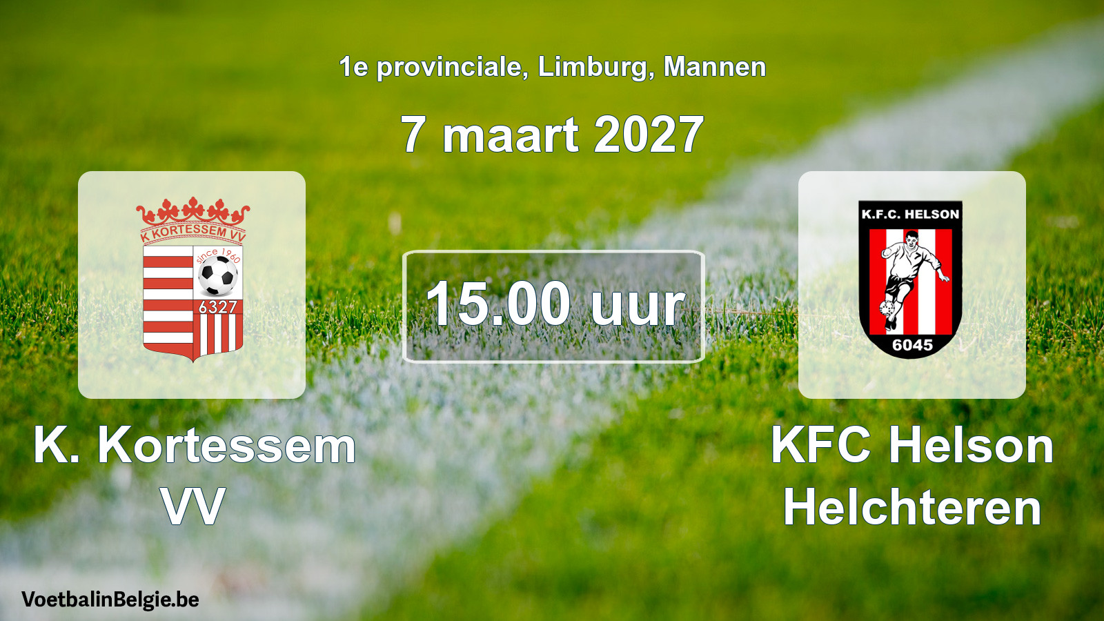 Geplande wedstrijd mannenvoetbal: K. Kortessem VV - KFC Helson Helchteren (7 maart 2027)