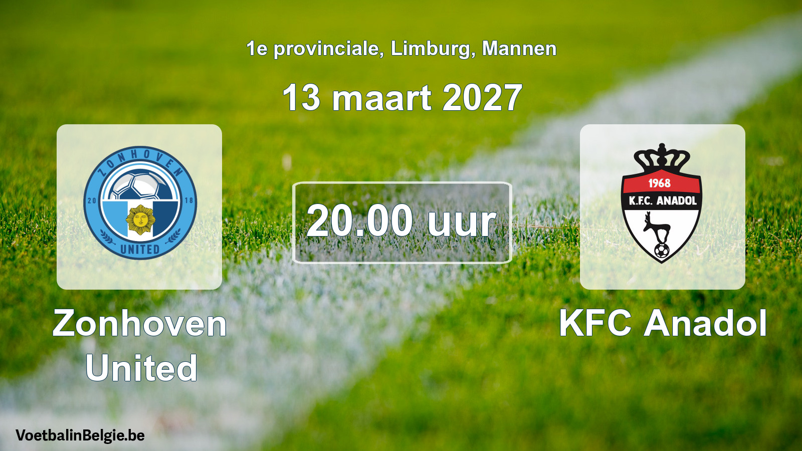 Geplande wedstrijd mannenvoetbal: Zonhoven United - KFC Anadol (13 maart 2027)