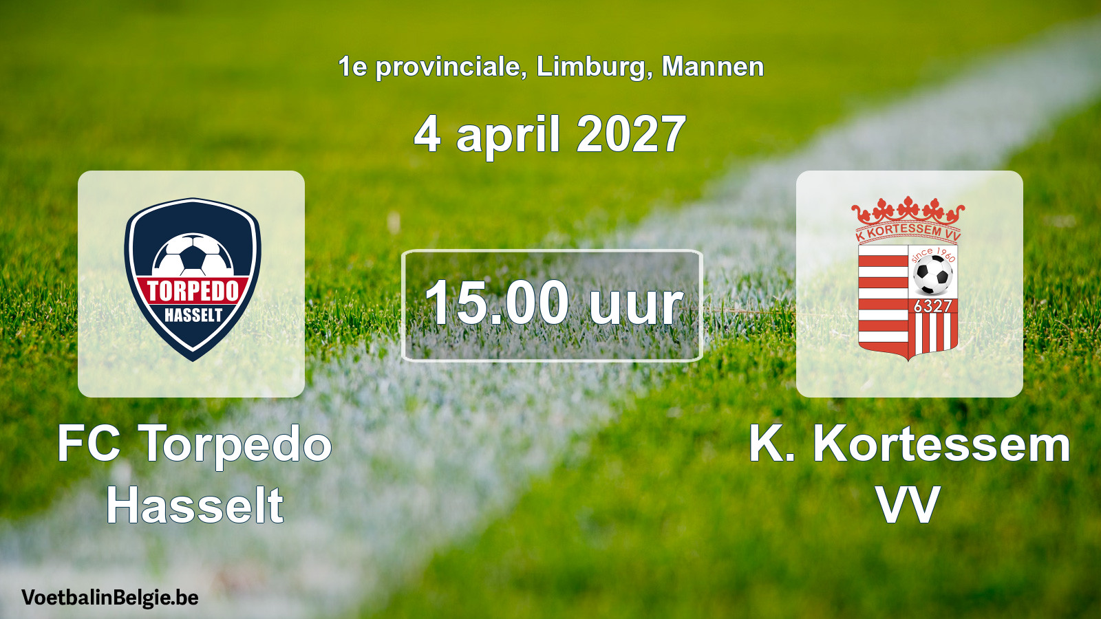 Geplande wedstrijd mannenvoetbal: FC Torpedo Hasselt - K. Kortessem VV (4 april 2027)
