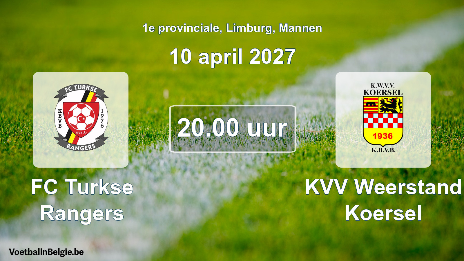 Geplande wedstrijd mannenvoetbal: FC Turkse Rangers - KVV Weerstand Koersel (10 april 2027)