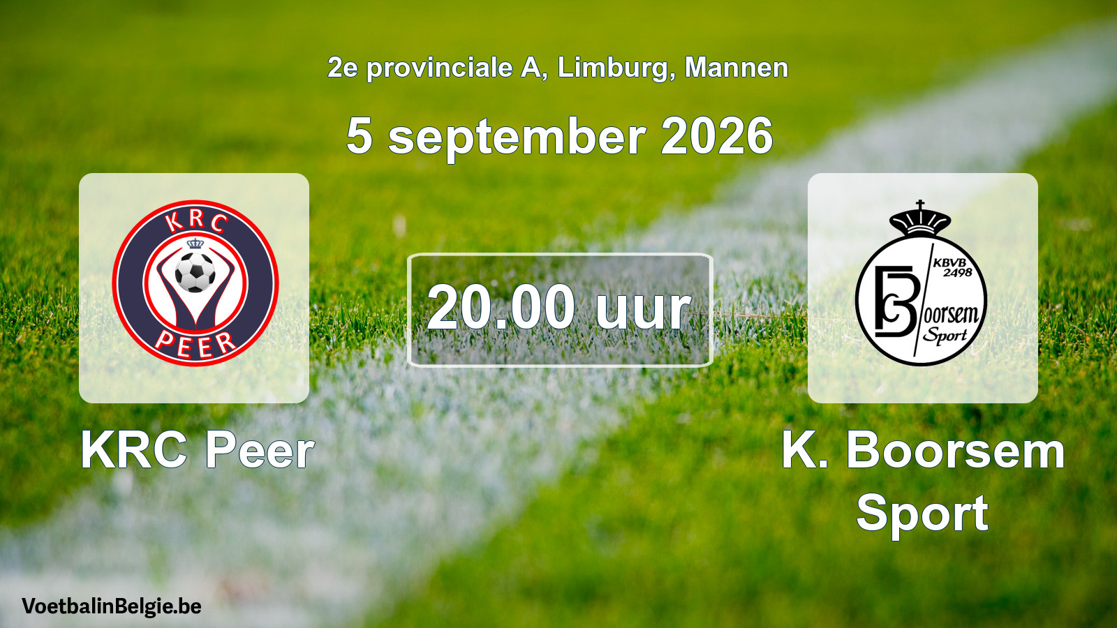 Geplande wedstrijd mannenvoetbal: KRC Peer - K. Boorsem Sport (5 september 2026)