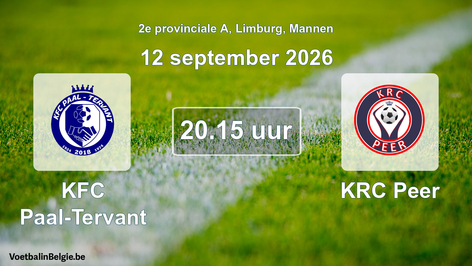 Geplande wedstrijd mannenvoetbal: KFC Paal-Tervant - KRC Peer (12 september 2026)