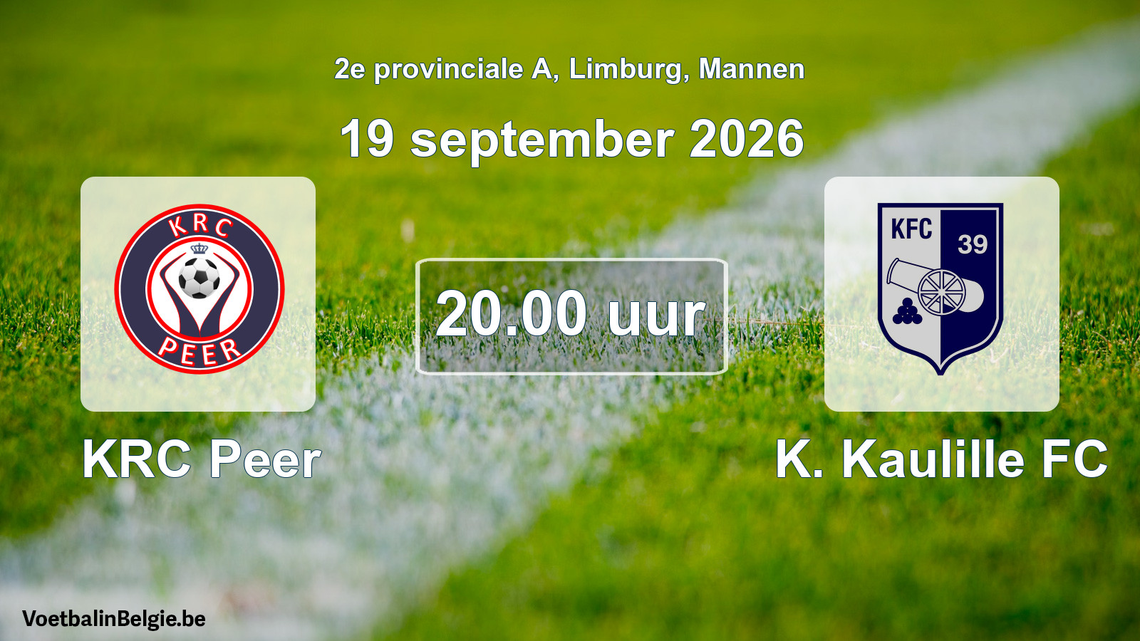 Geplande wedstrijd mannenvoetbal: KRC Peer - K. Kaulille FC (19 september 2026)