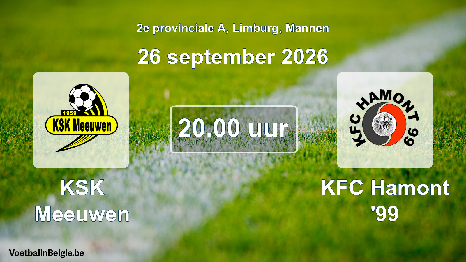Geplande wedstrijd mannenvoetbal: KSK Meeuwen - KFC Hamont '99 (26 september 2026)