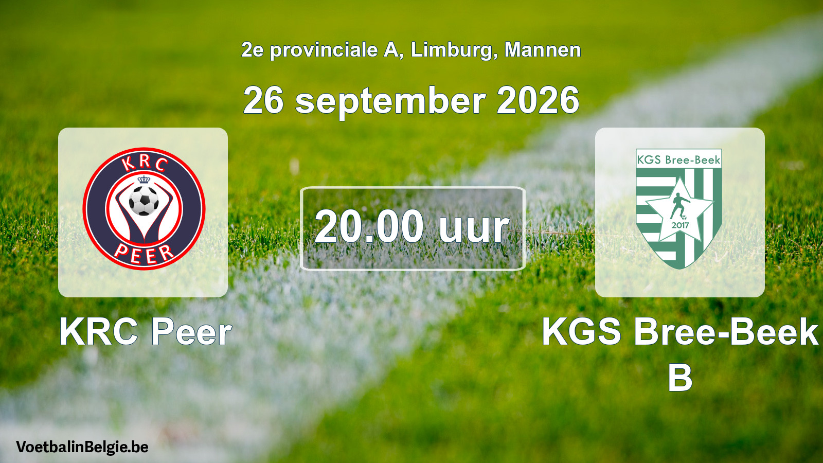 Geplande wedstrijd mannenvoetbal: KRC Peer - KGS Bree-Beek B (26 september 2026)