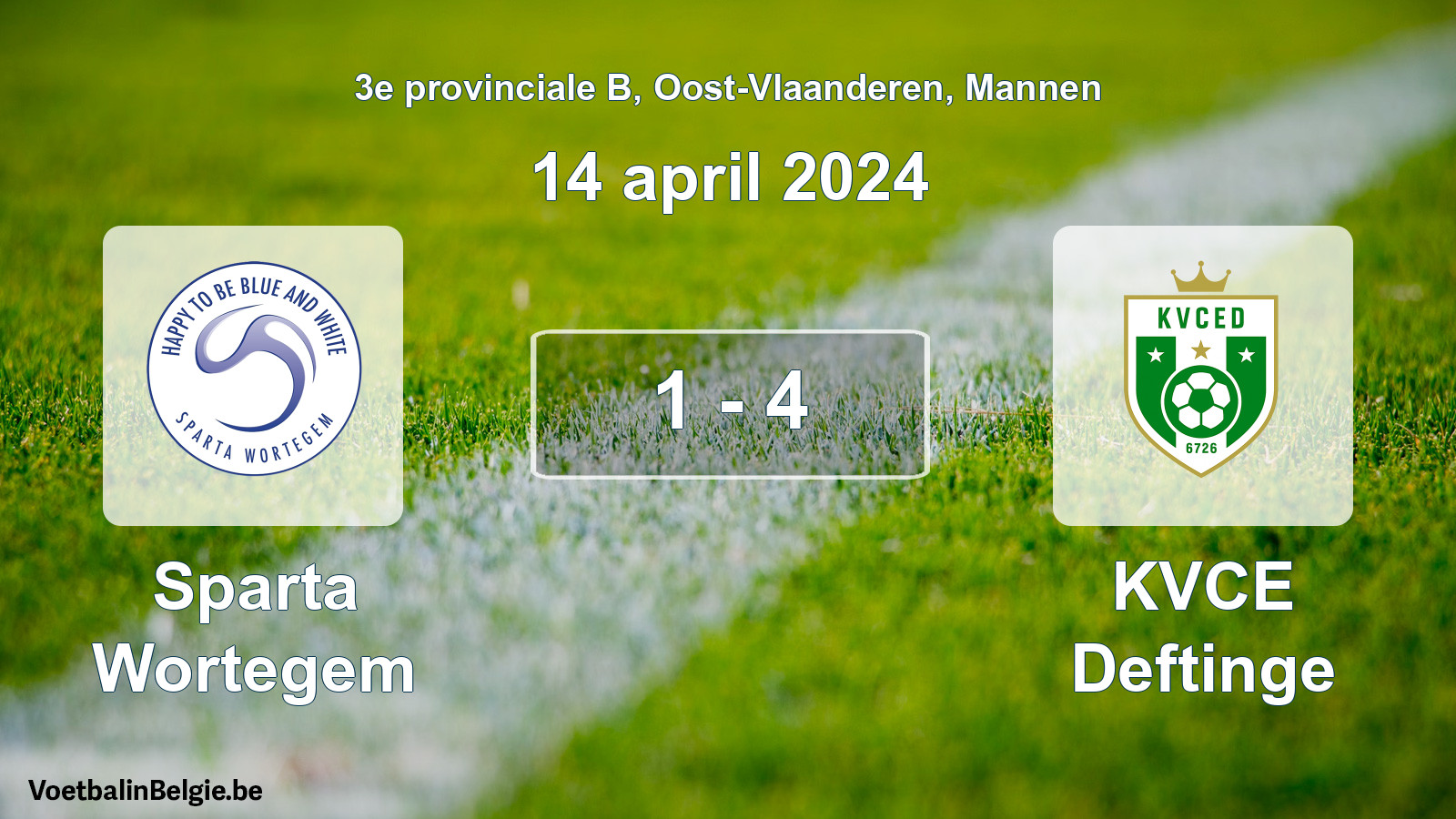 Gespeelde wedstrijd mannenvoetbal: Sparta Wortegem - KVCE Deftinge 1 - 4 (14 april 2024)