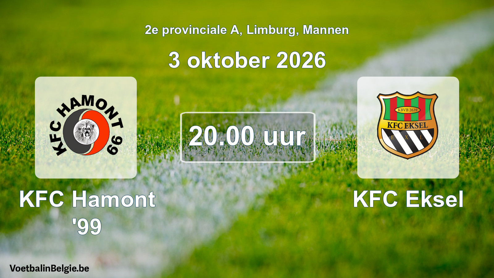 Geplande wedstrijd mannenvoetbal: KFC Hamont '99 - KFC Eksel (3 oktober 2026)