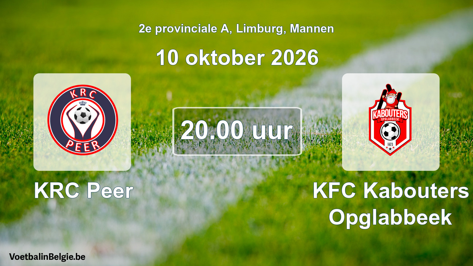Geplande wedstrijd mannenvoetbal: KRC Peer - KFC Kabouters Opglabbeek (10 oktober 2026)