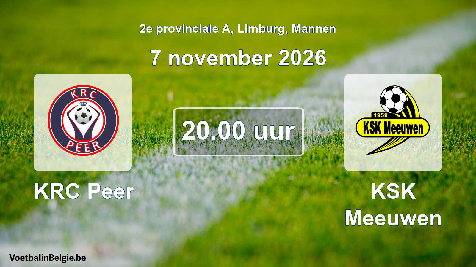 Geplande wedstrijd mannenvoetbal: KRC Peer - KSK Meeuwen (7 november 2026)