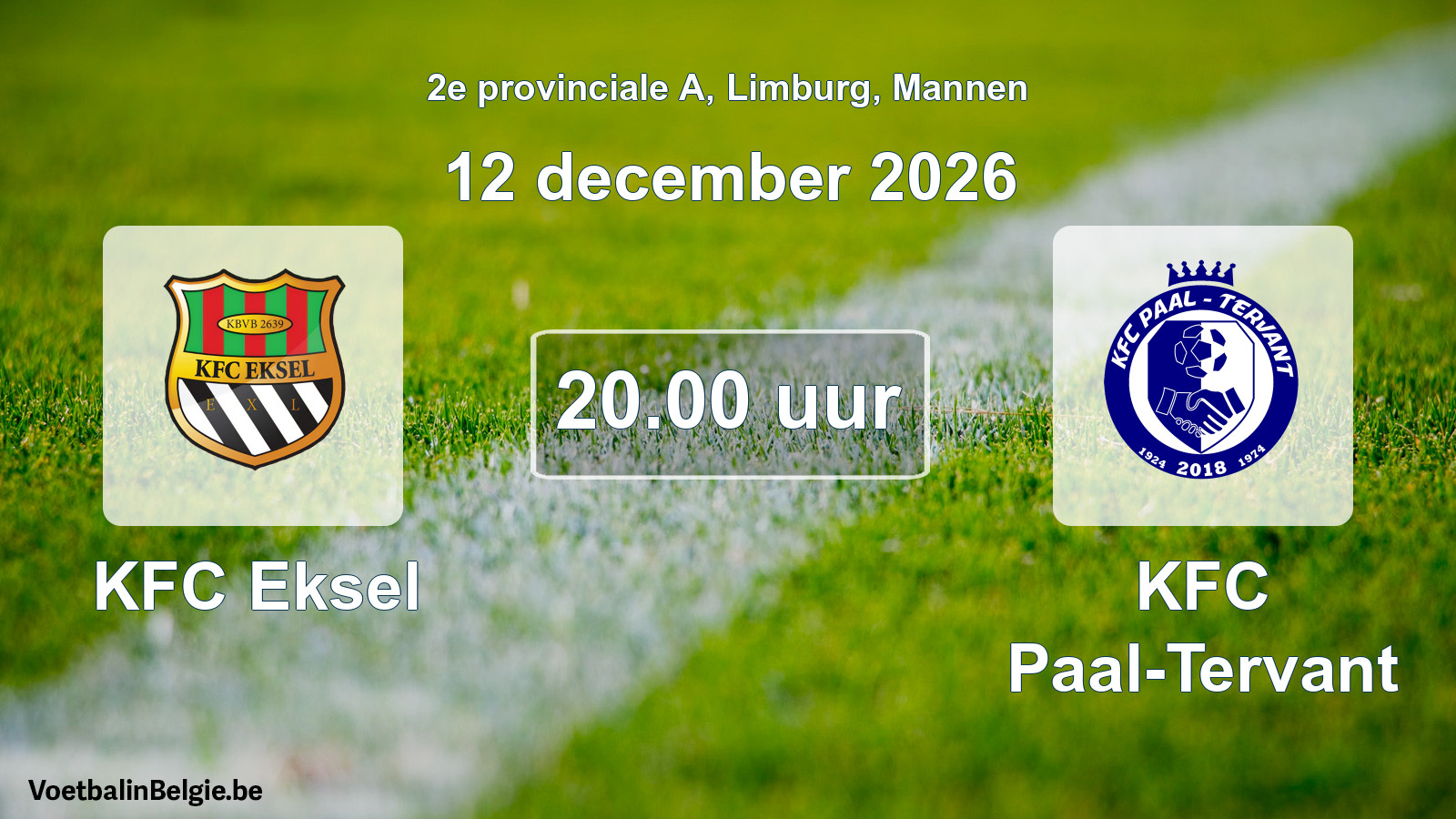 Geplande wedstrijd mannenvoetbal: KFC Eksel - KFC Paal-Tervant (12 december 2026)