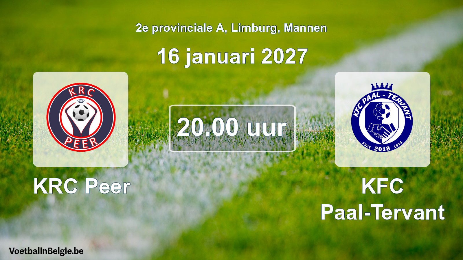 Geplande wedstrijd mannenvoetbal: KRC Peer - KFC Paal-Tervant (16 januari 2027)