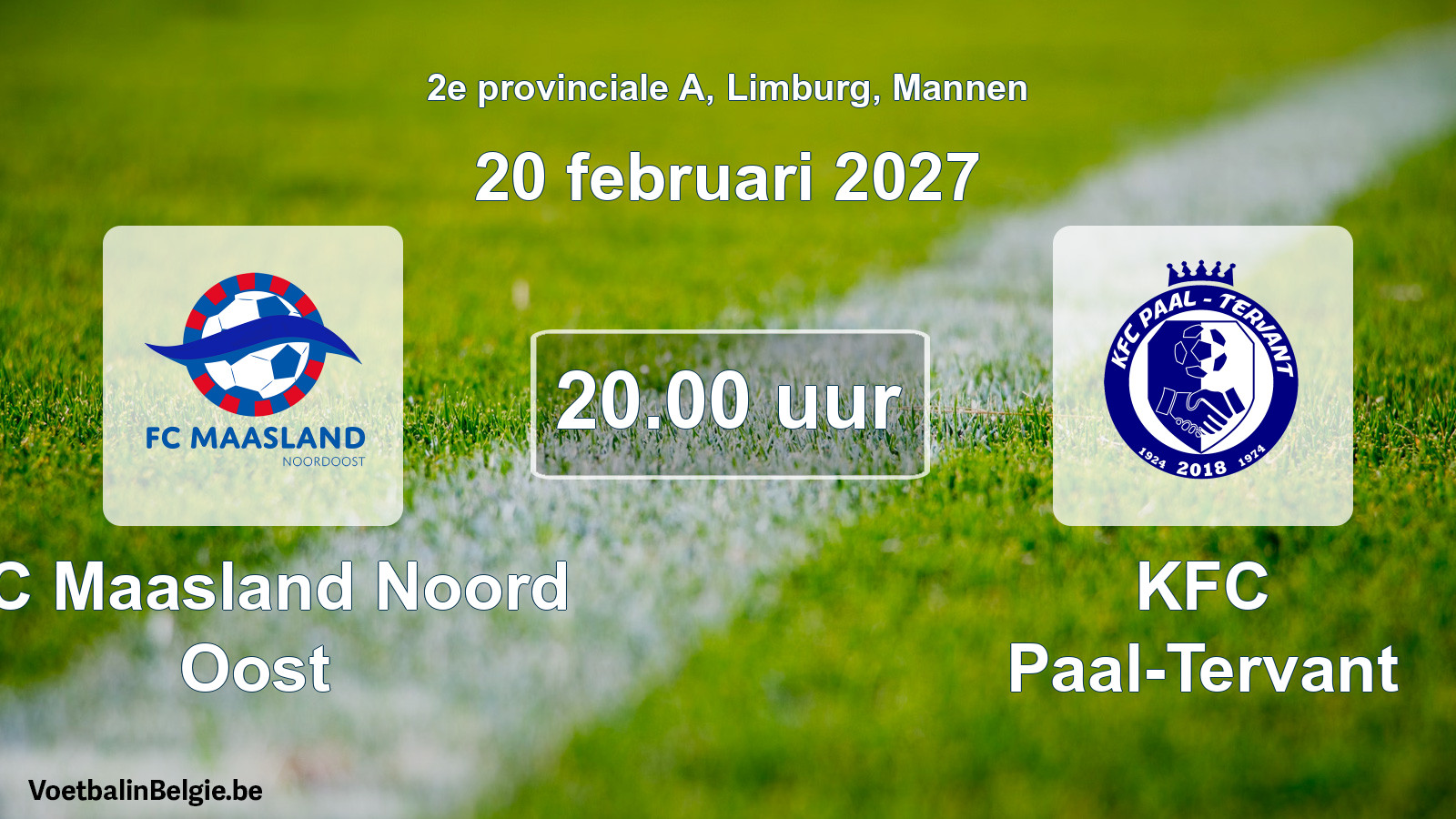 Geplande wedstrijd mannenvoetbal: FC Maasland Noord Oost - KFC Paal-Tervant (20 februari 2027)