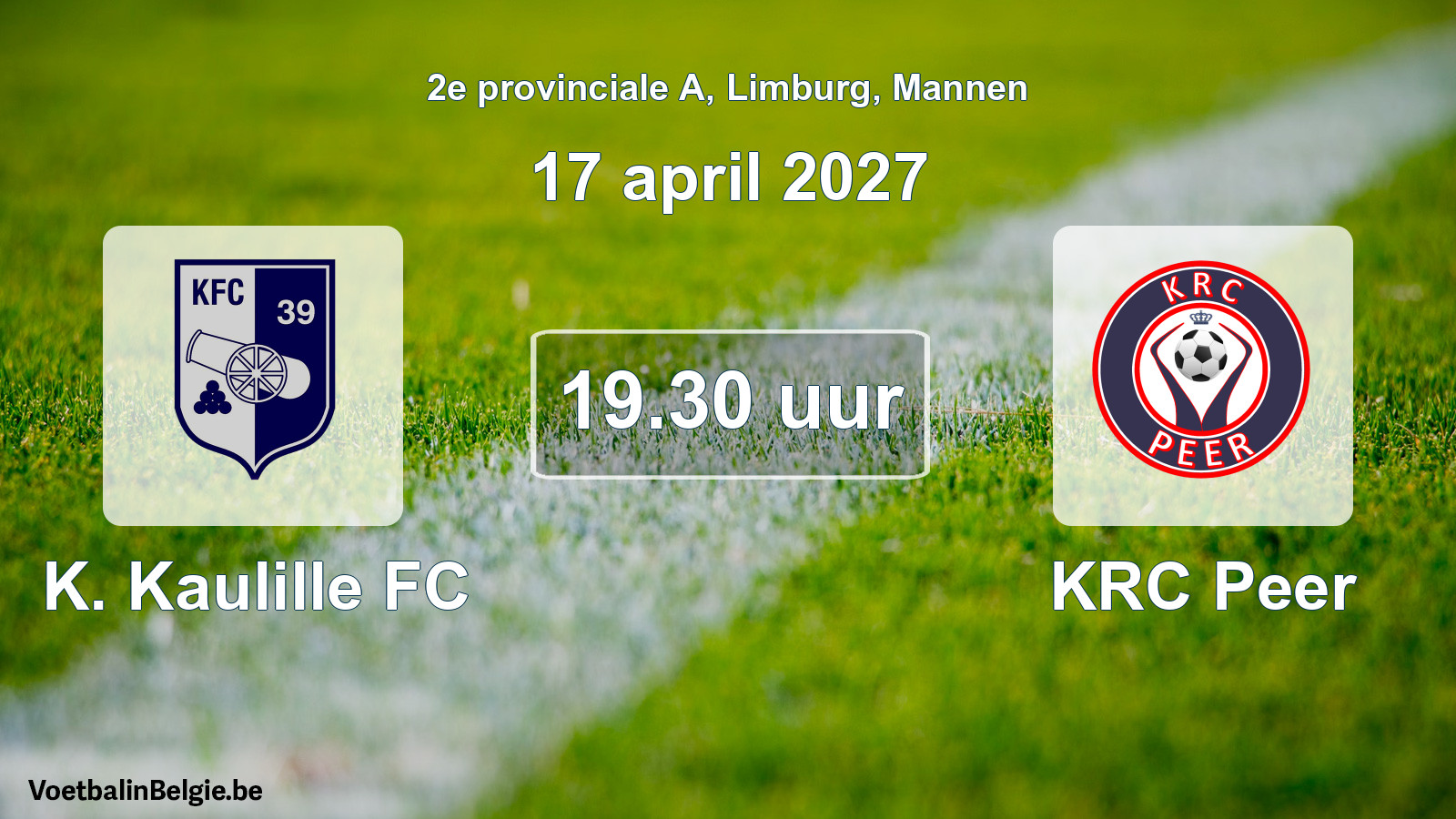 Geplande wedstrijd mannenvoetbal: K. Kaulille FC - KRC Peer (17 april 2027)