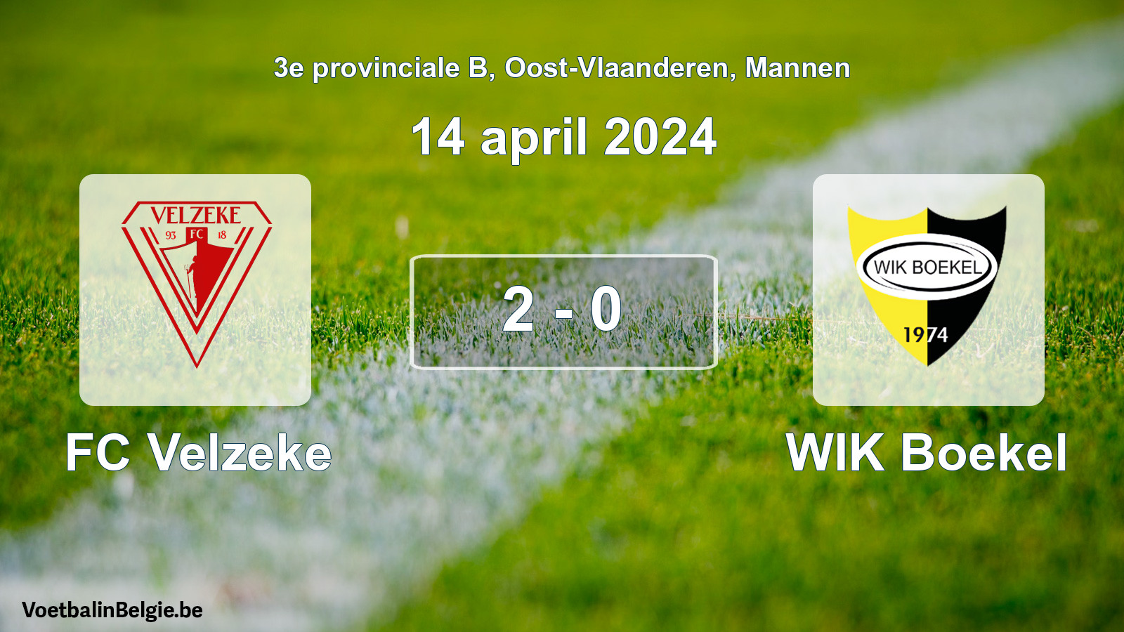 Gespeelde wedstrijd mannenvoetbal: FC Velzeke - WIK Boekel 2 - 0 (14 april 2024)