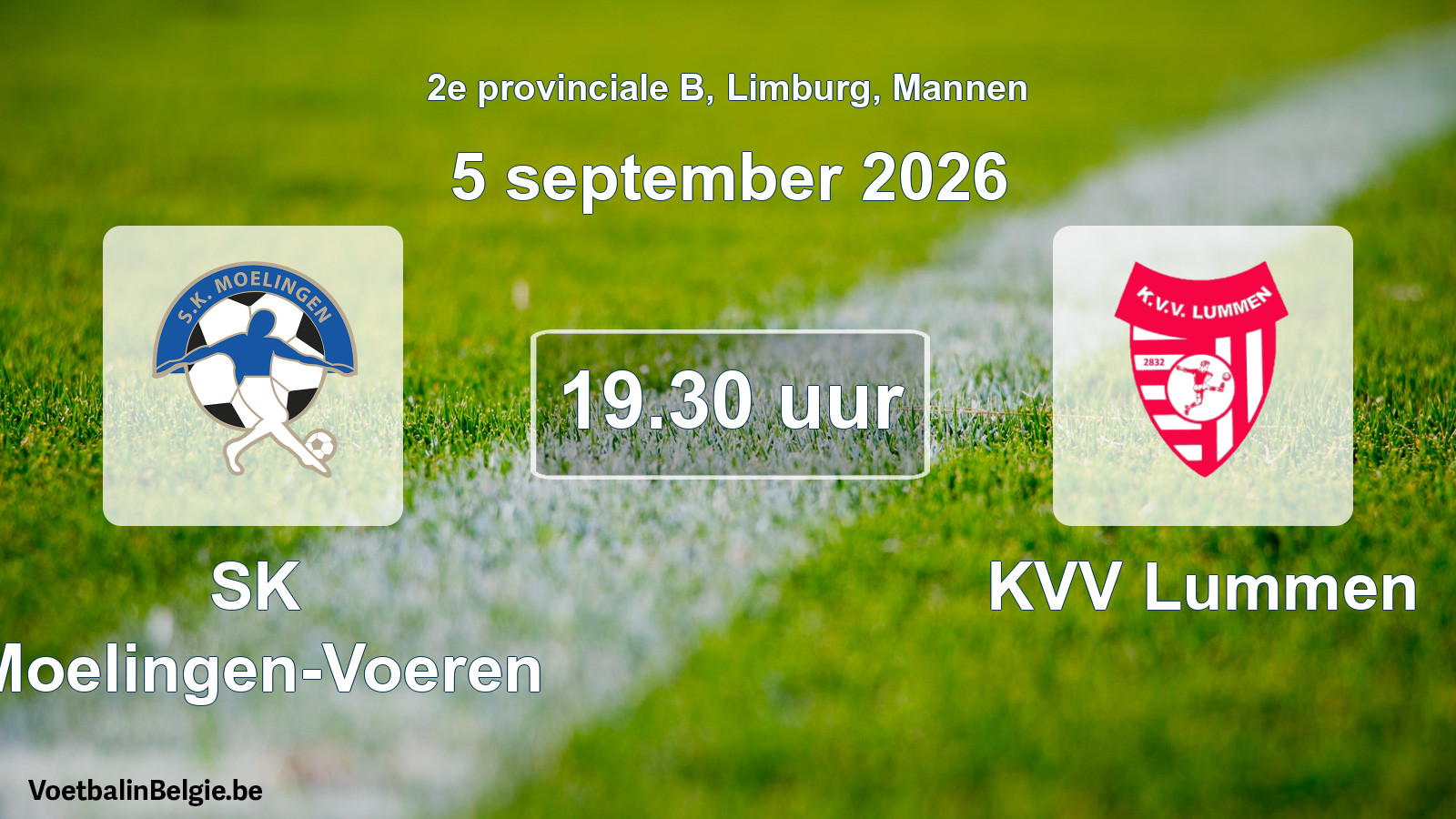 Geplande wedstrijd mannenvoetbal: SK Moelingen-Voeren - KVV Lummen (5 september 2026)
