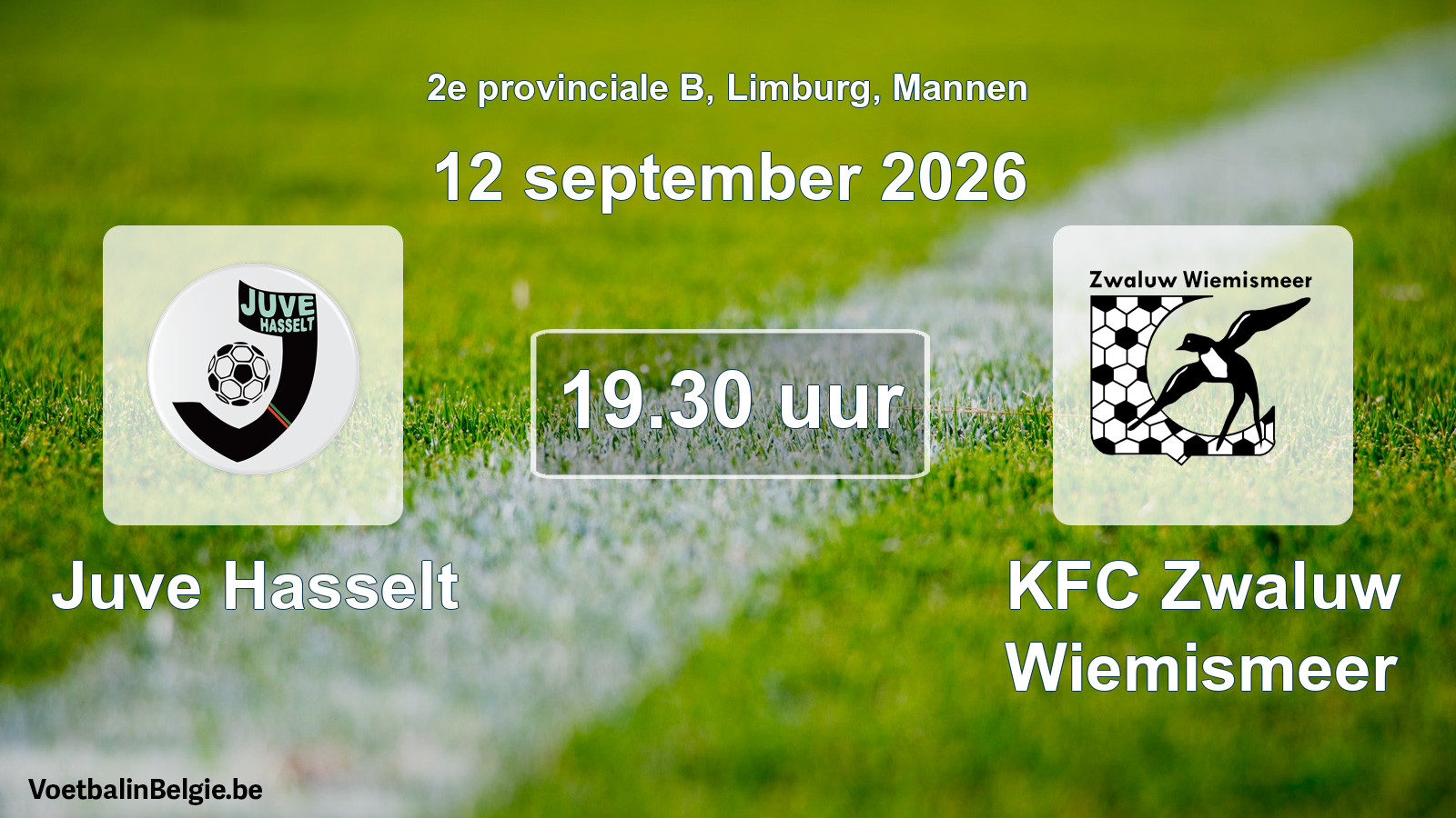 Geplande wedstrijd mannenvoetbal: Juve Hasselt - KFC Zwaluw Wiemismeer (12 september 2026)