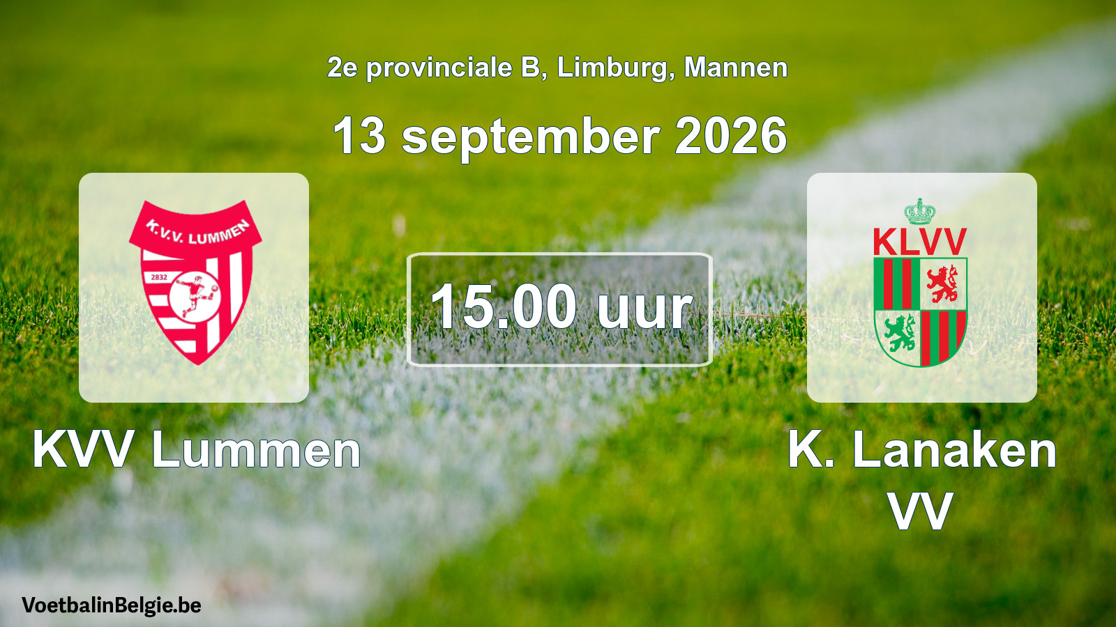 Geplande wedstrijd mannenvoetbal: KVV Lummen - K. Lanaken VV (13 september 2026)