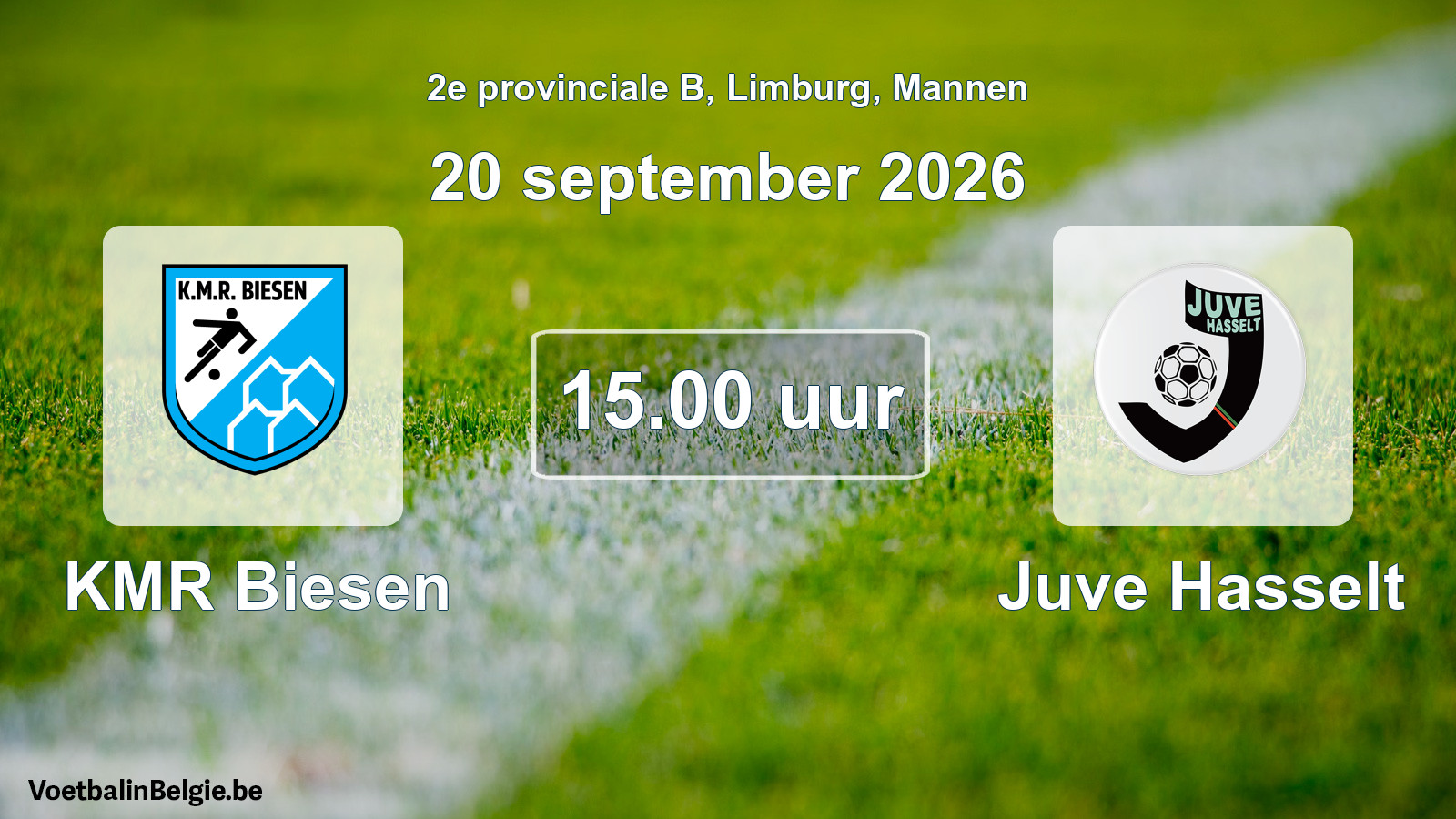 Geplande wedstrijd mannenvoetbal: KMR Biesen - Juve Hasselt (20 september 2026)