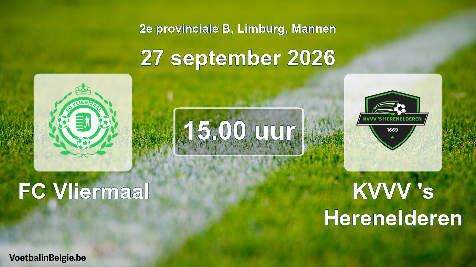 Geplande wedstrijd mannenvoetbal: FC Vliermaal - KVVV 's Herenelderen (27 september 2026)