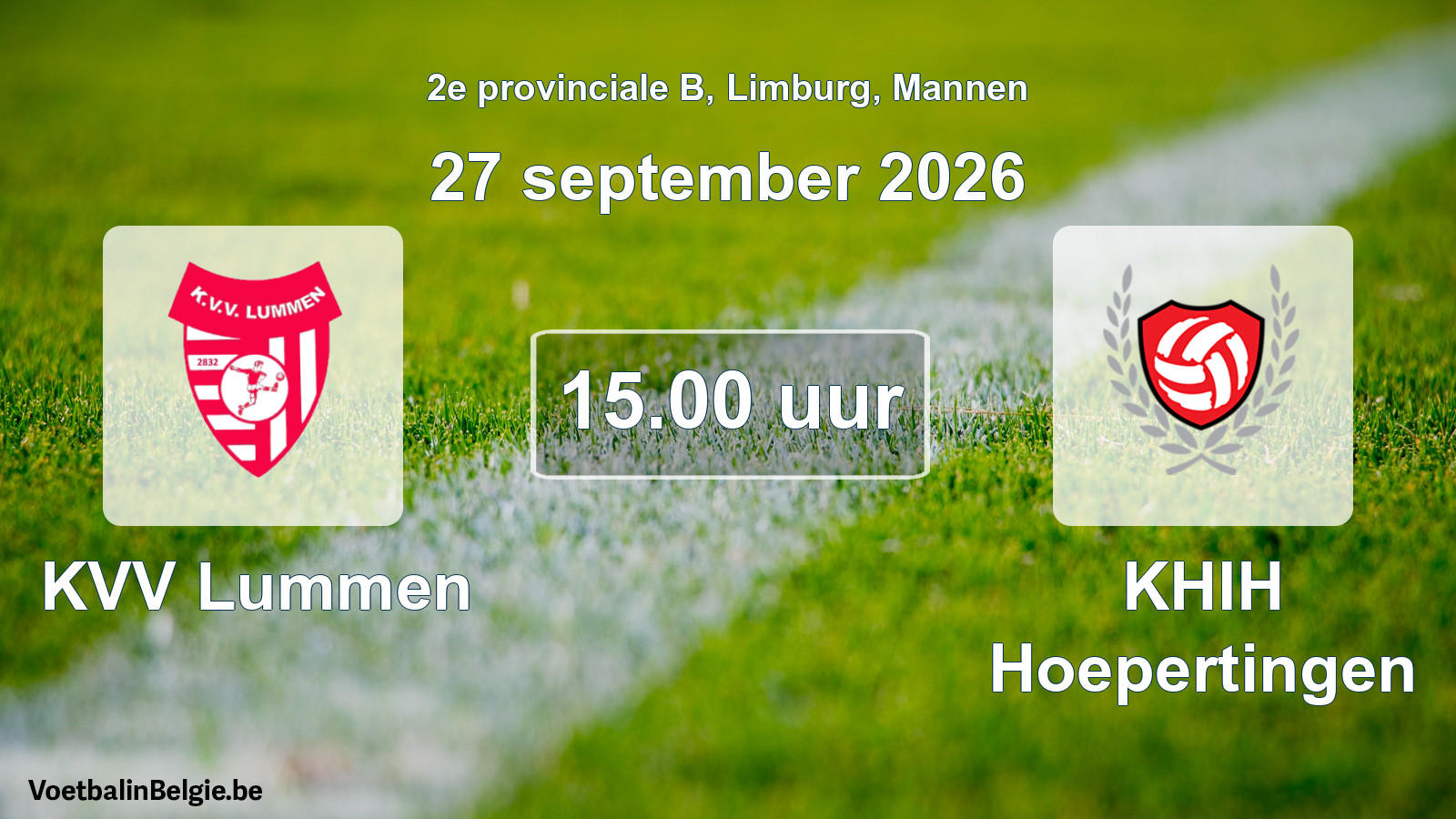 Geplande wedstrijd mannenvoetbal: KVV Lummen - KHIH Hoepertingen (27 september 2026)