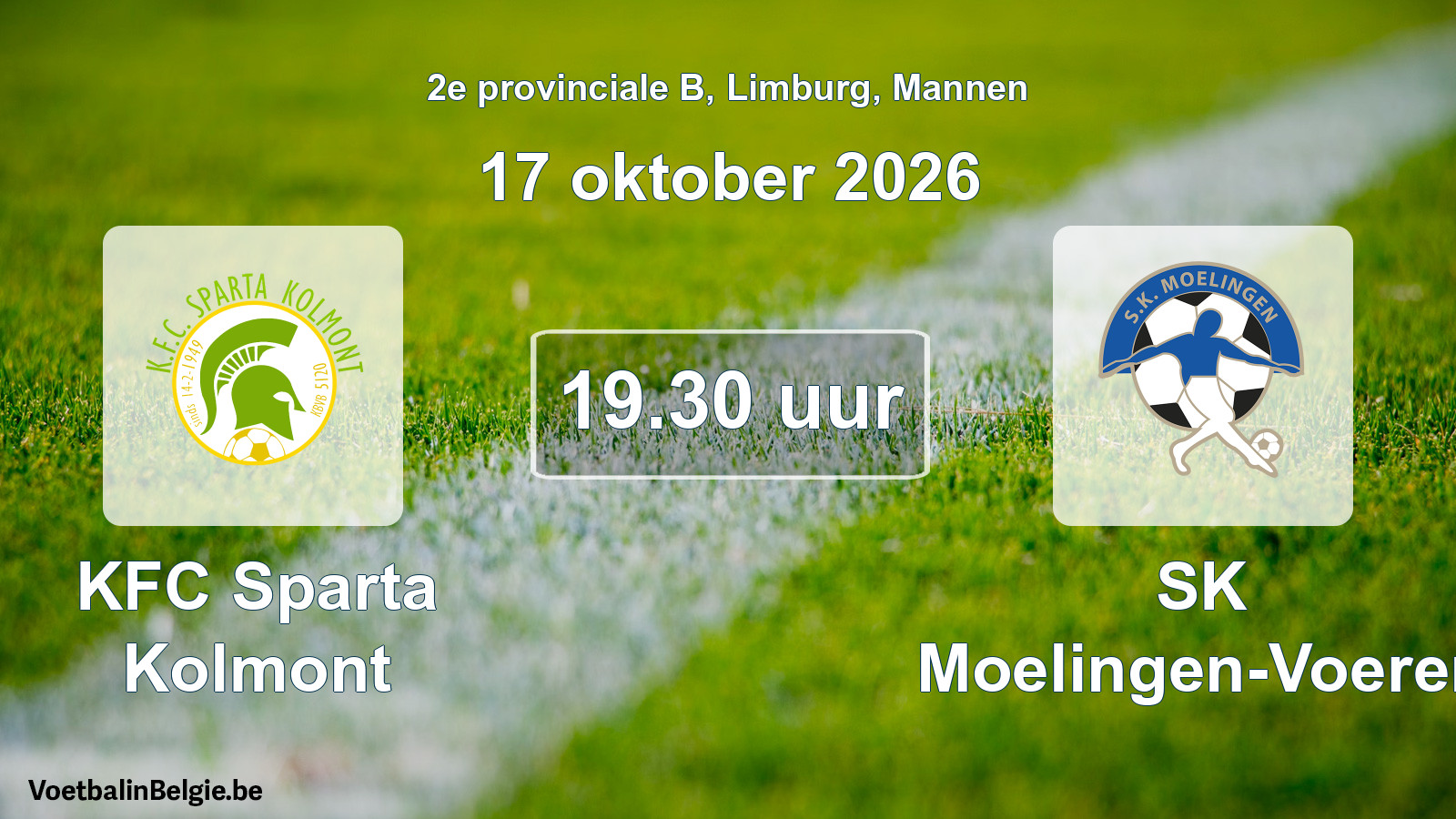Geplande wedstrijd mannenvoetbal: KFC Sparta Kolmont - SK Moelingen-Voeren (17 oktober 2026)