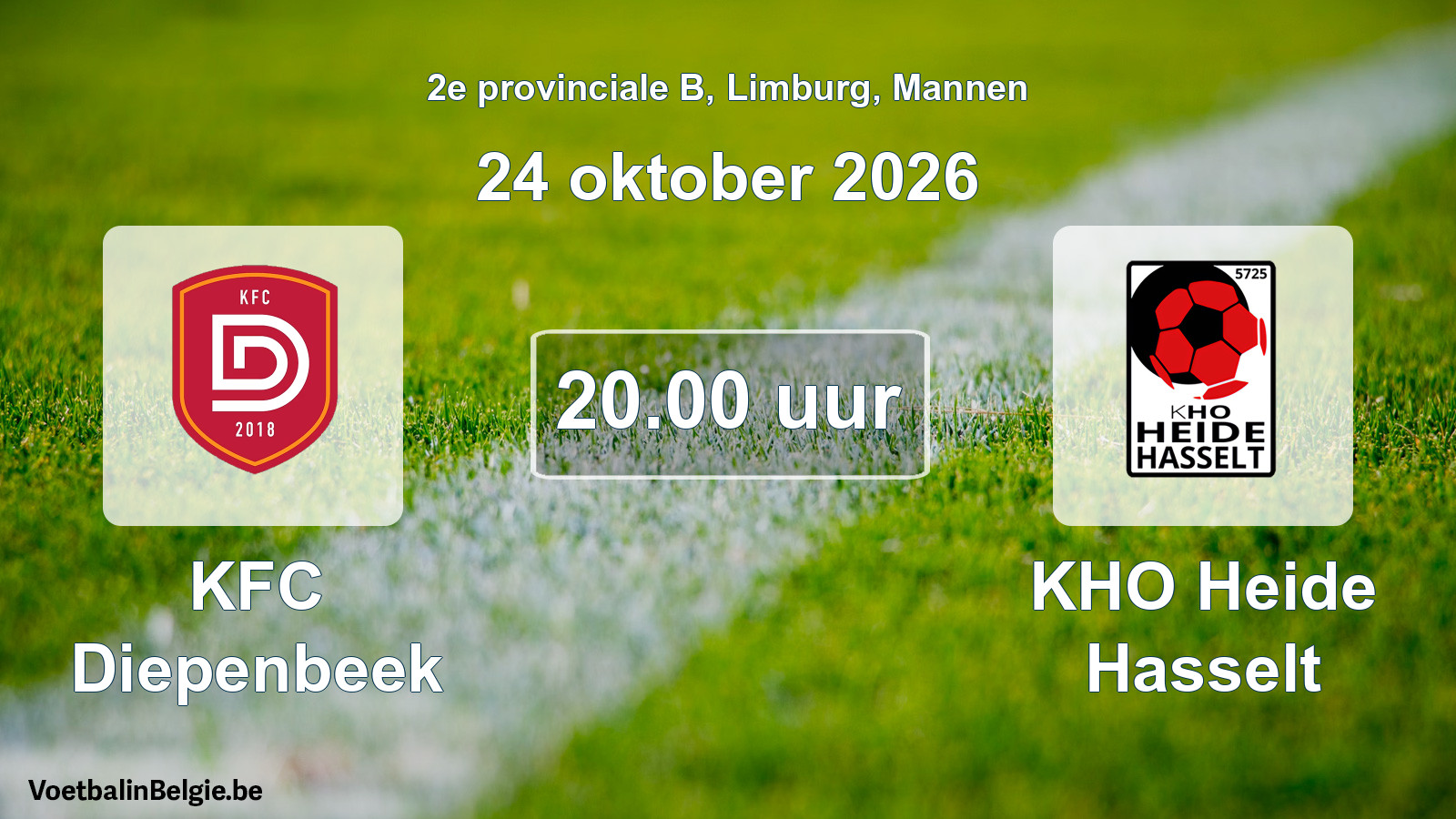 Scheduled match men football: KFC Diepenbeek - KHO Heide Hasselt (24 October 2026)