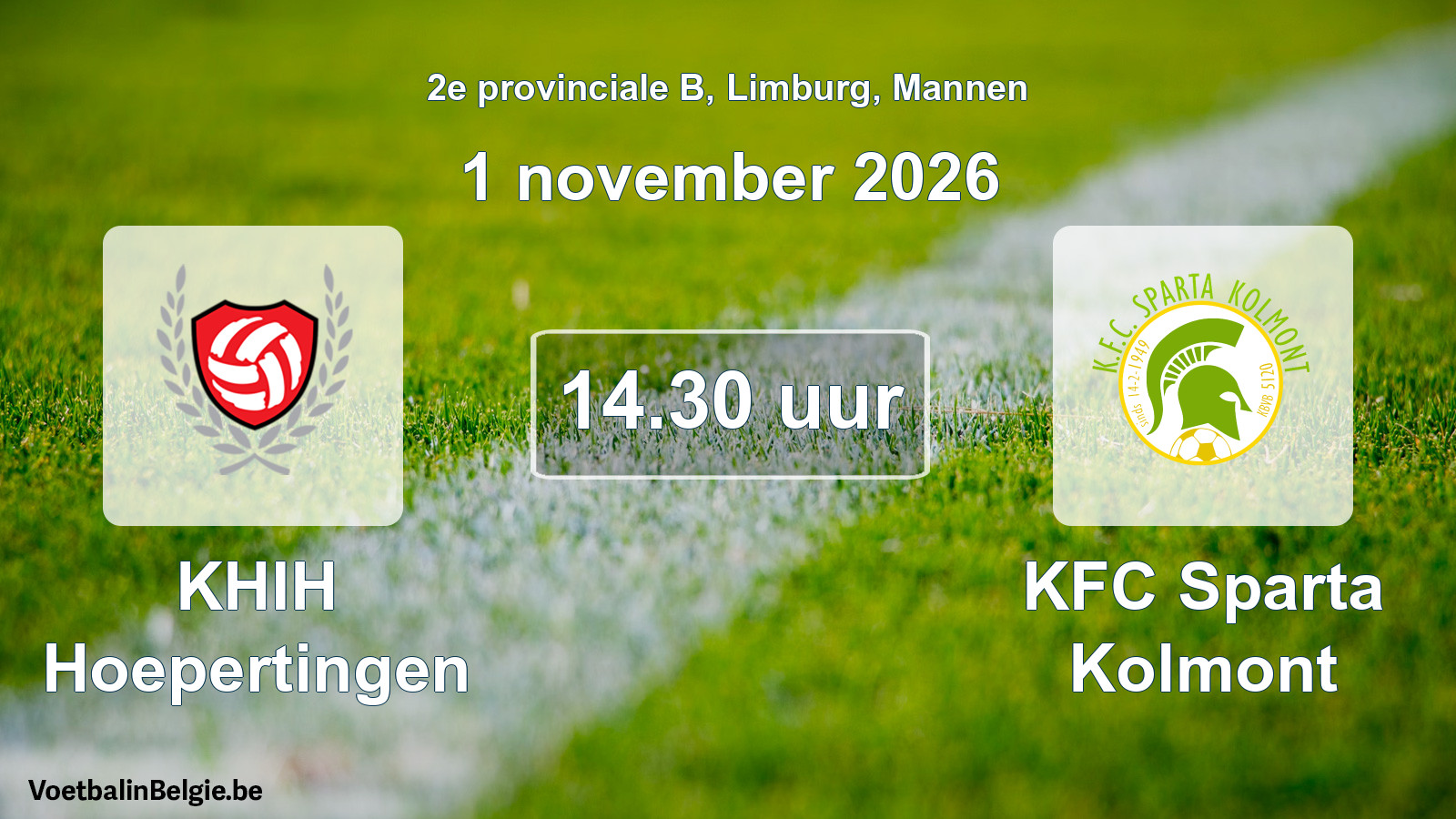 Geplande wedstrijd mannenvoetbal: KHIH Hoepertingen - KFC Sparta Kolmont (1 november 2026)