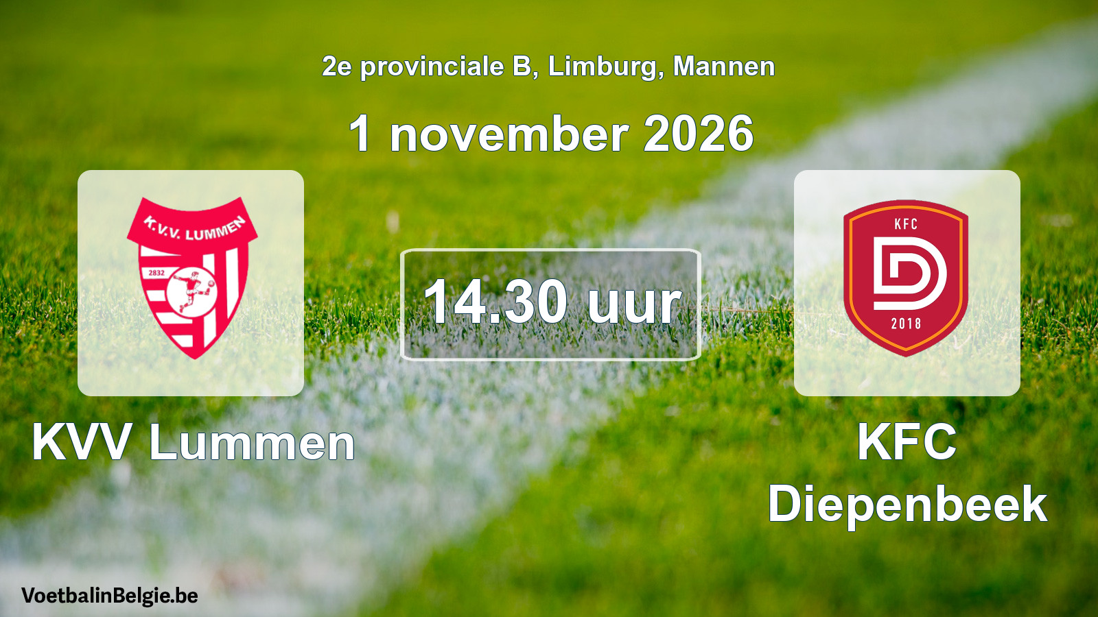 Geplande wedstrijd mannenvoetbal: KVV Lummen - KFC Diepenbeek (1 november 2026)