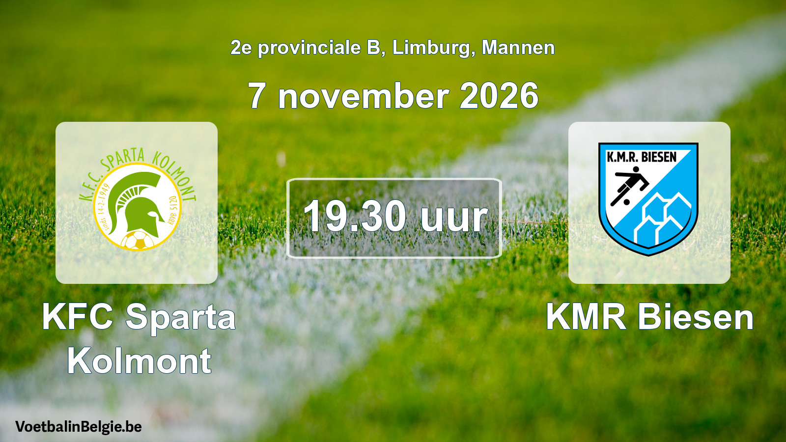 Match prévu football hommes: KFC Sparta Kolmont - KMR Biesen (7 novembre 2026)