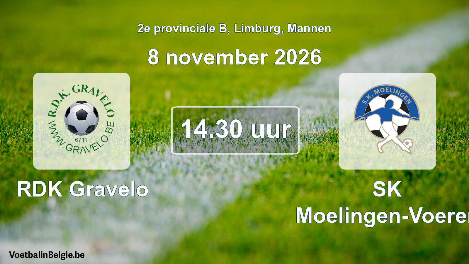 Geplande wedstrijd mannenvoetbal: RDK Gravelo - SK Moelingen-Voeren (8 november 2026)