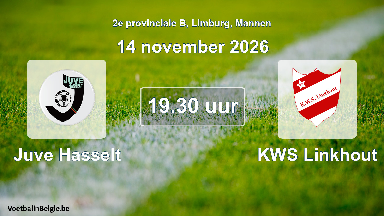 Geplande wedstrijd mannenvoetbal: Juve Hasselt - KWS Linkhout (14 november 2026)