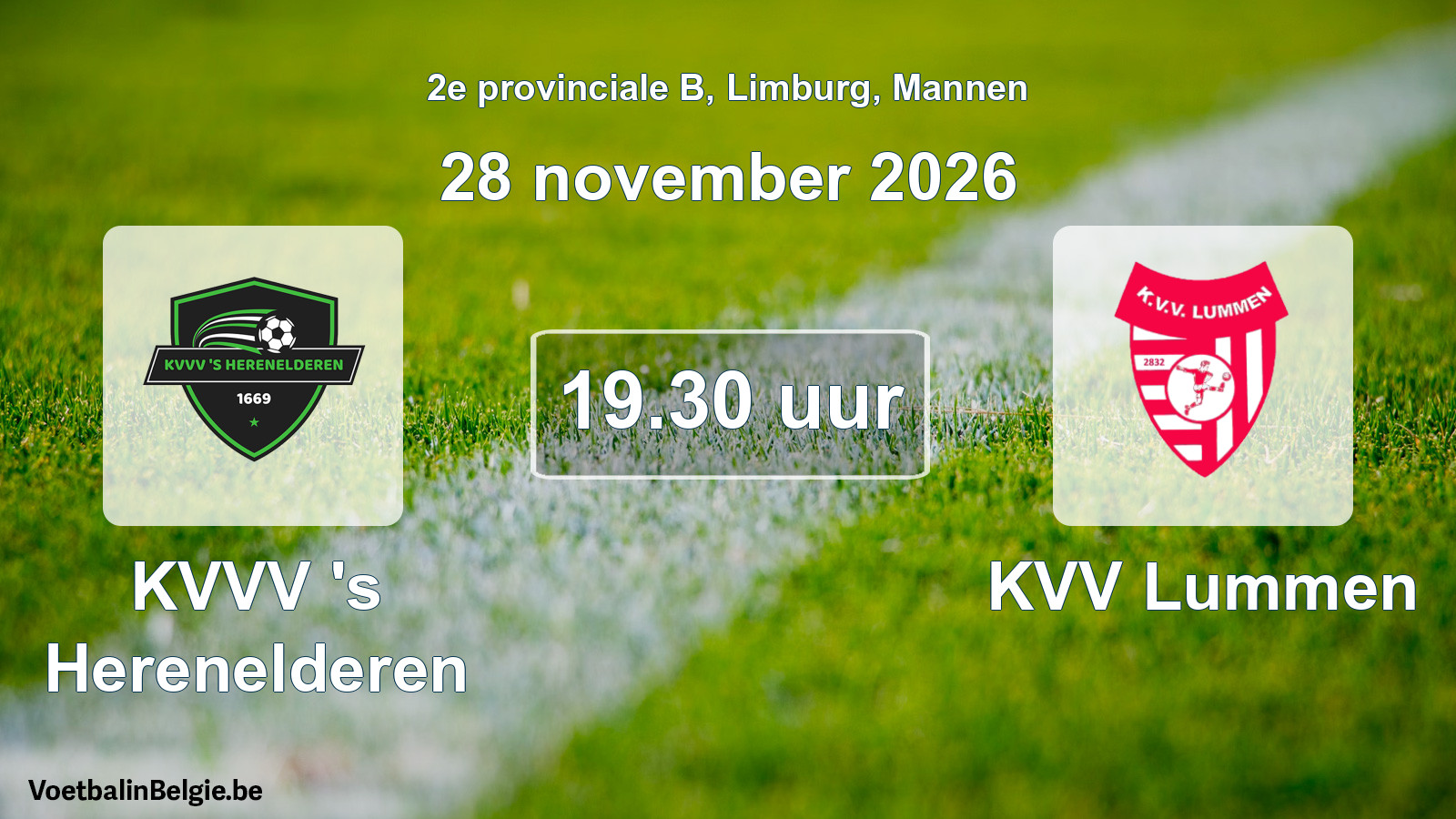 Geplande wedstrijd mannenvoetbal: KVVV 's Herenelderen - KVV Lummen (28 november 2026)