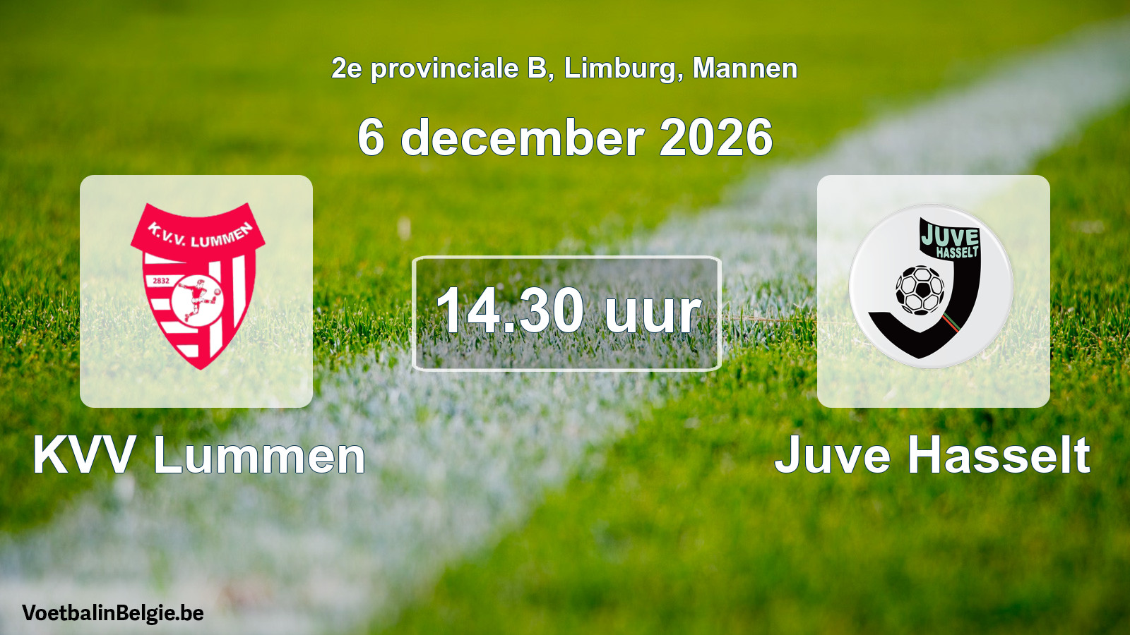 Geplande wedstrijd mannenvoetbal: KVV Lummen - Juve Hasselt (6 december 2026)