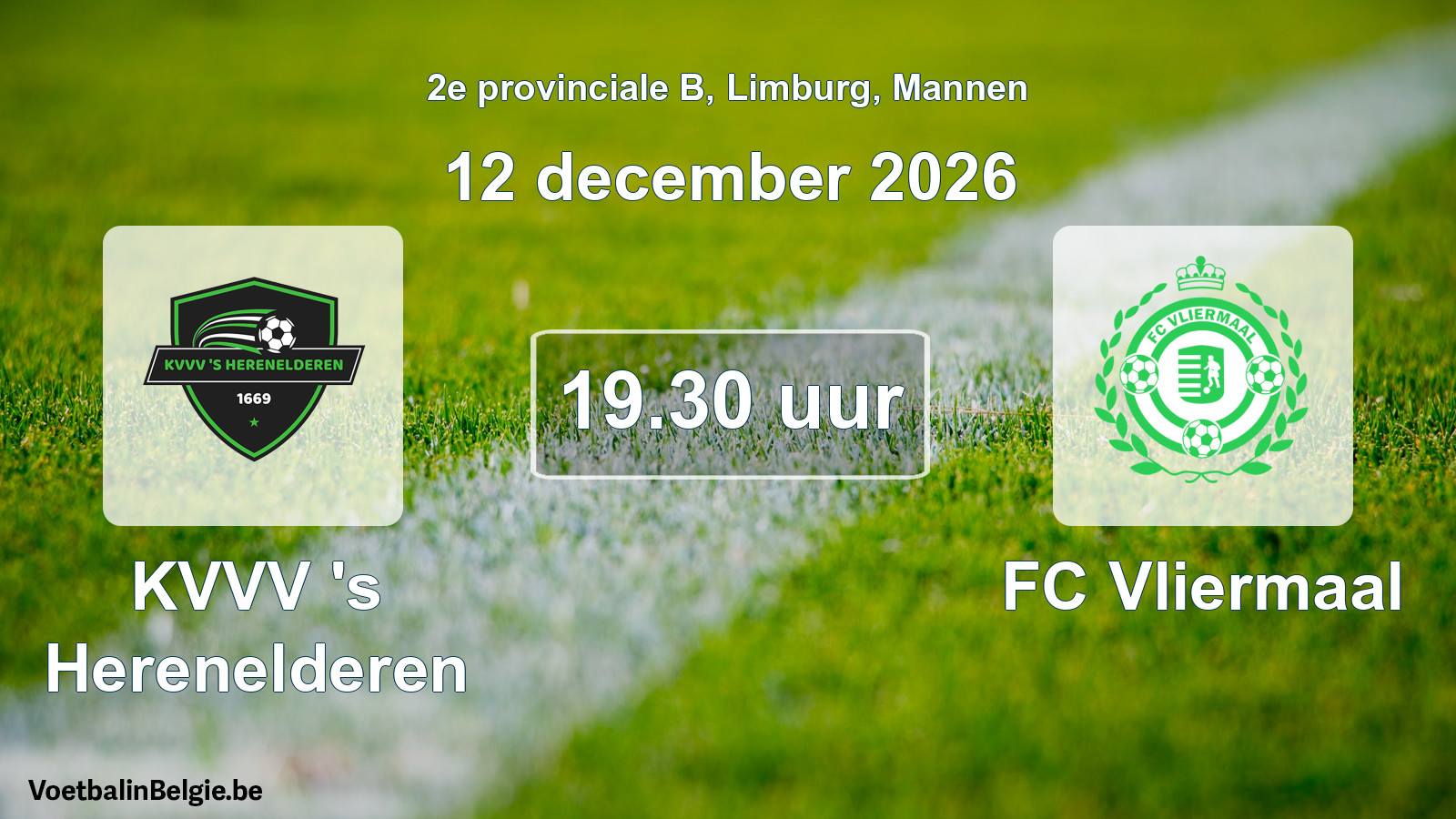 Geplande wedstrijd mannenvoetbal: KVVV 's Herenelderen - FC Vliermaal (12 december 2026)