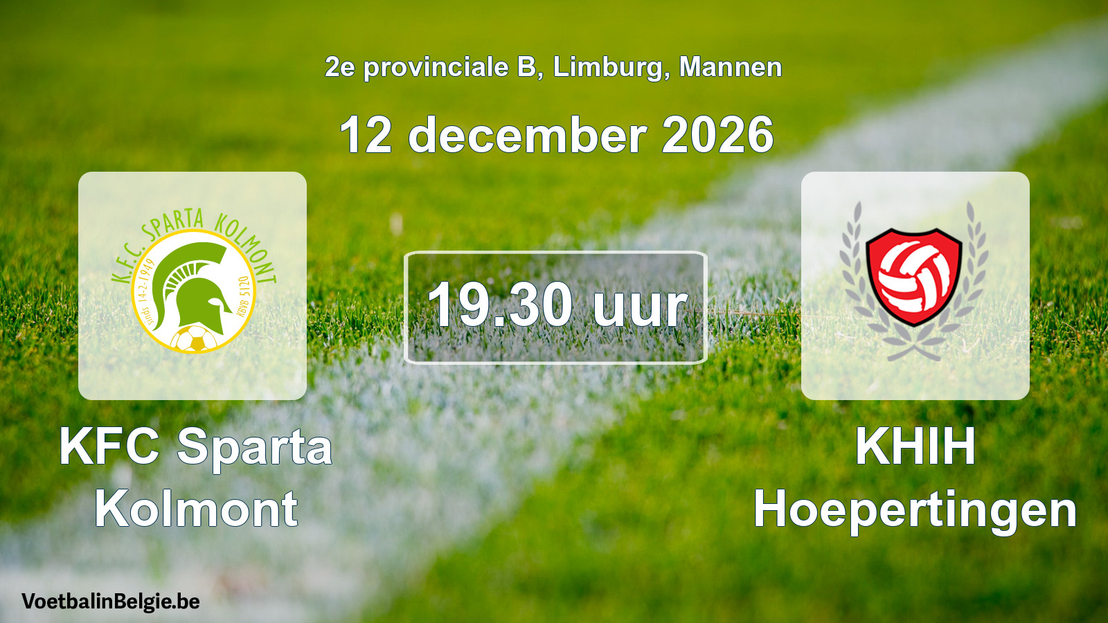Geplande wedstrijd mannenvoetbal: KFC Sparta Kolmont - KHIH Hoepertingen (12 december 2026)