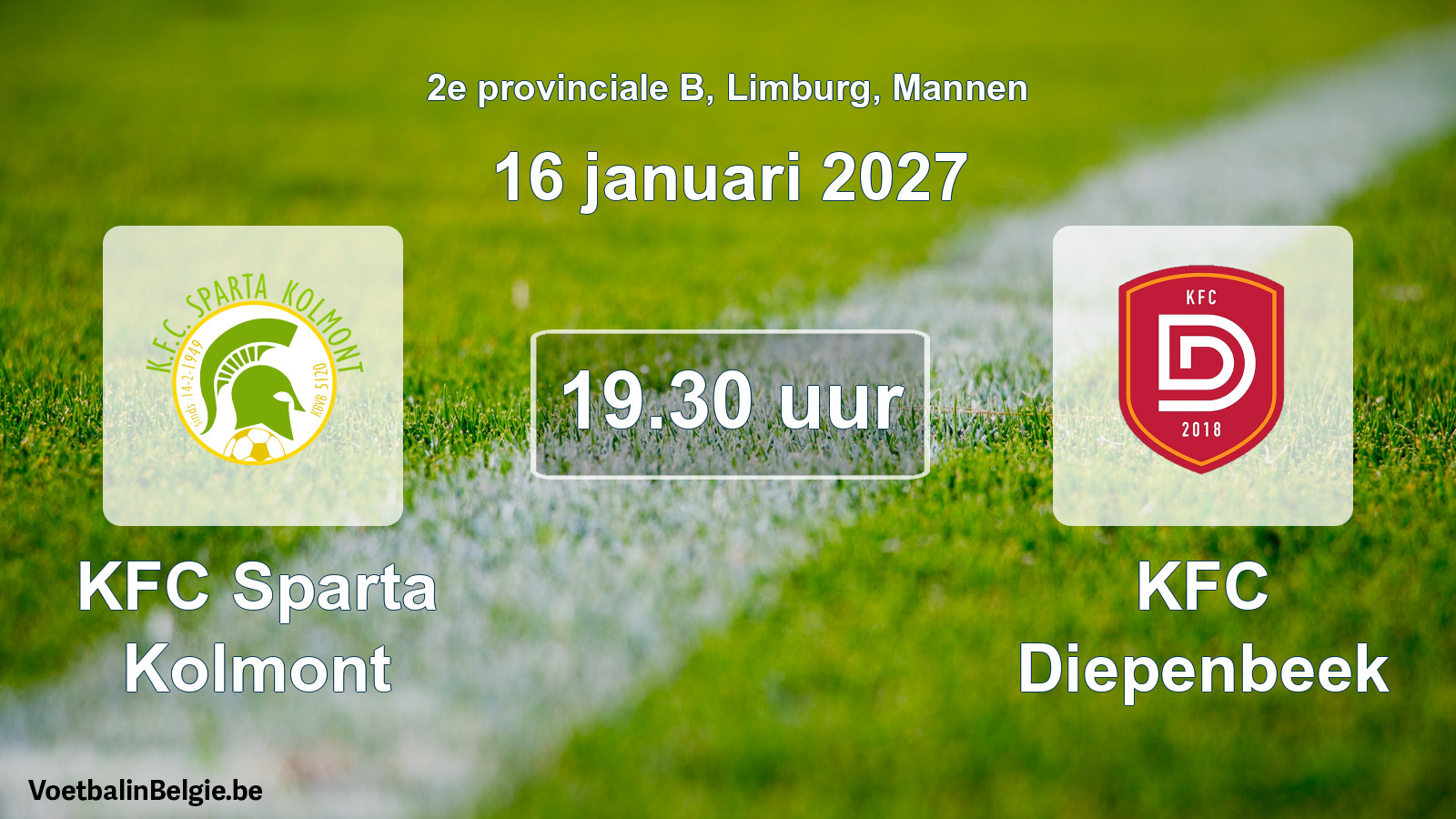 Geplande wedstrijd mannenvoetbal: KFC Sparta Kolmont - KFC Diepenbeek (16 januari 2027)