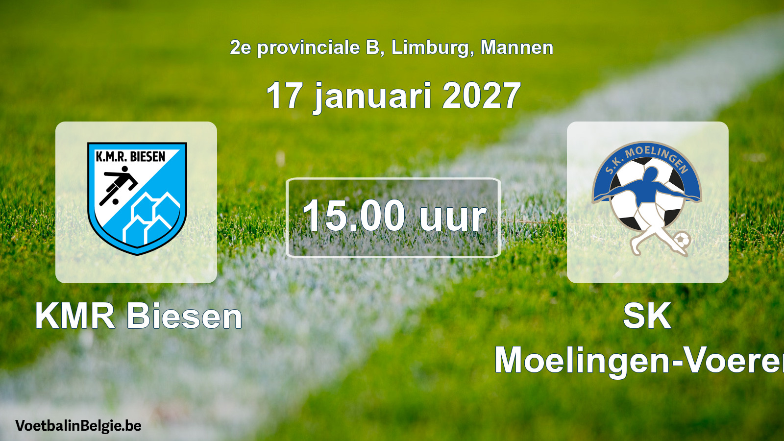 Geplande wedstrijd mannenvoetbal: KMR Biesen - SK Moelingen-Voeren (17 januari 2027)