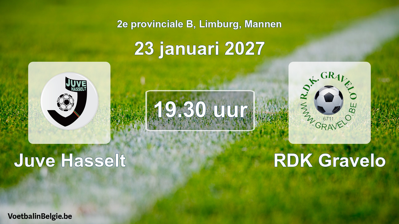 Geplande wedstrijd mannenvoetbal: Juve Hasselt - RDK Gravelo (23 januari 2027)