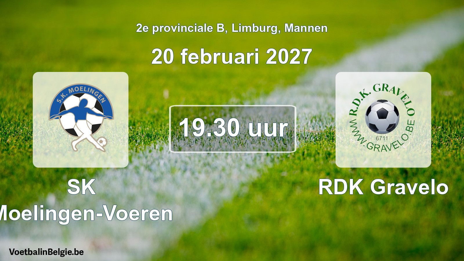 Geplande wedstrijd mannenvoetbal: SK Moelingen-Voeren - RDK Gravelo (20 februari 2027)
