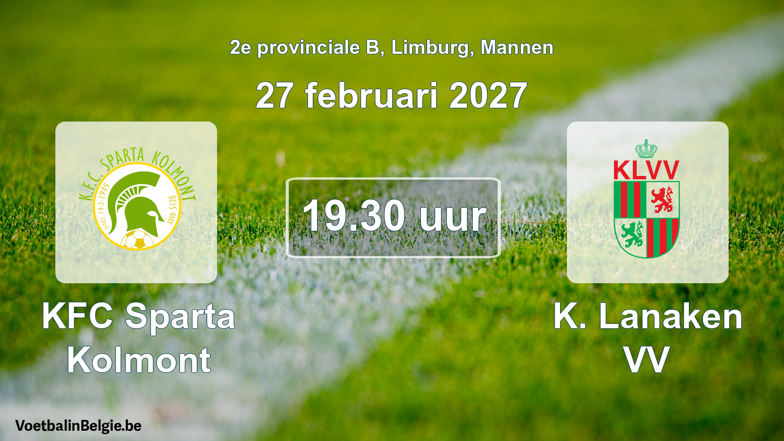Geplande wedstrijd mannenvoetbal: KFC Sparta Kolmont - K. Lanaken VV (27 februari 2027)