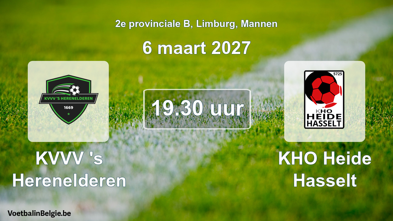Geplande wedstrijd mannenvoetbal: KVVV 's Herenelderen - KHO Heide Hasselt (6 maart 2027)