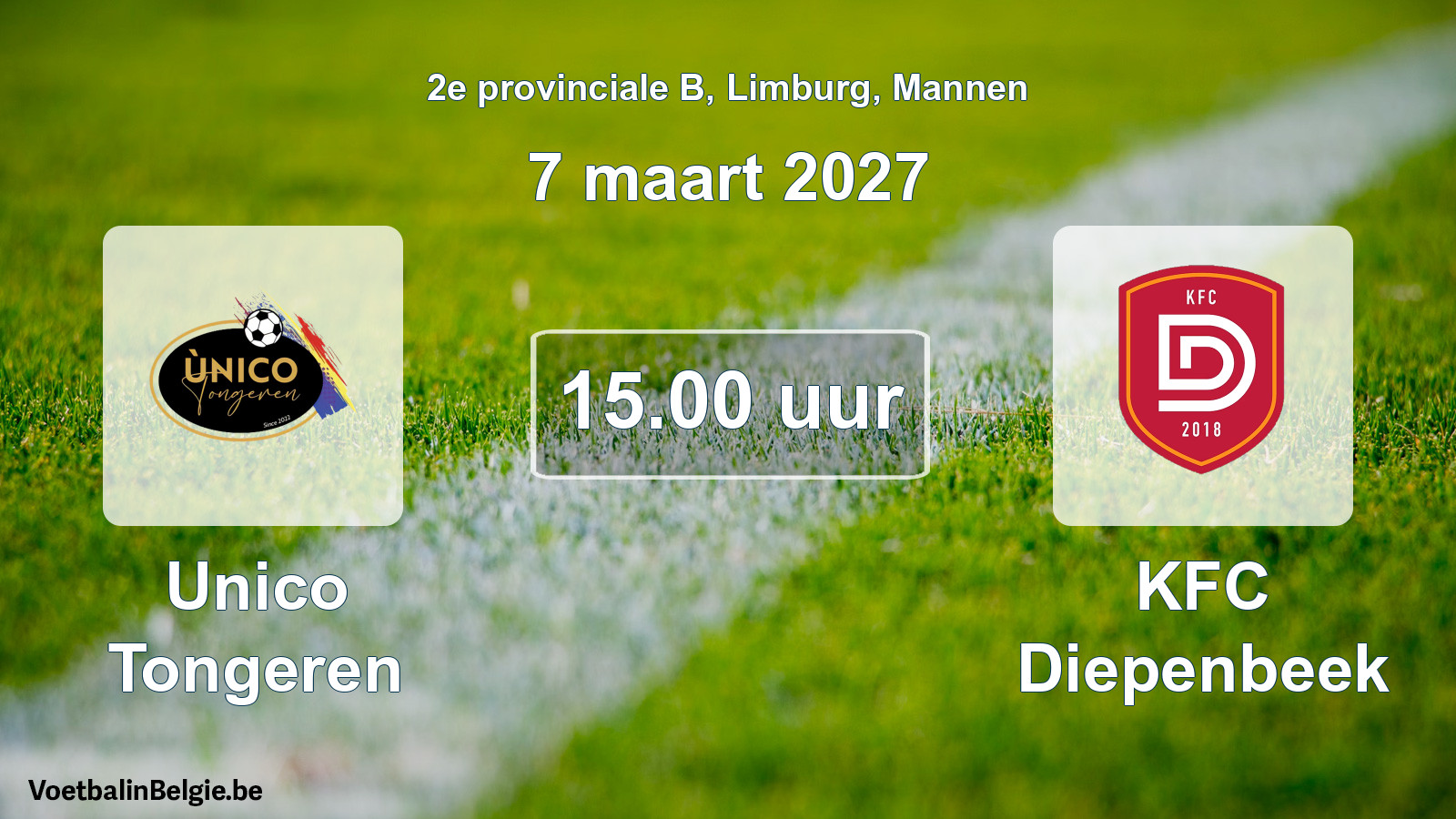 Geplande wedstrijd mannenvoetbal: Unico Tongeren - KFC Diepenbeek (7 maart 2027)