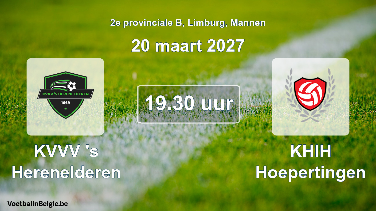 Geplande wedstrijd mannenvoetbal: KVVV 's Herenelderen - KHIH Hoepertingen (20 maart 2027)