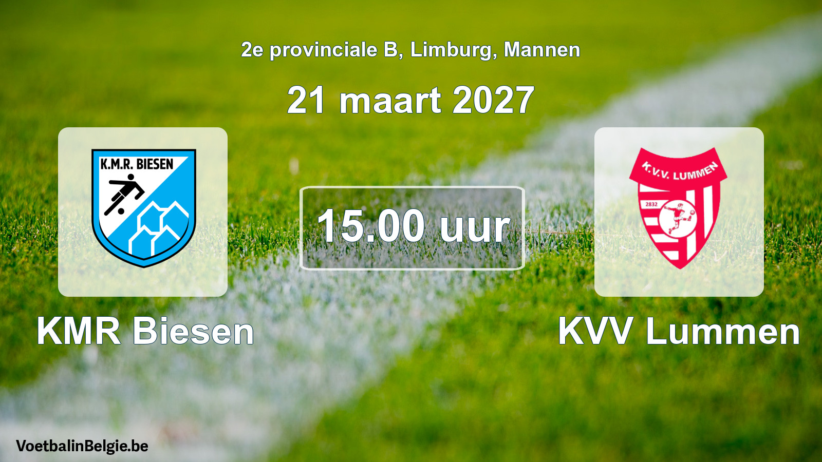 Geplande wedstrijd mannenvoetbal: KMR Biesen - KVV Lummen (21 maart 2027)
