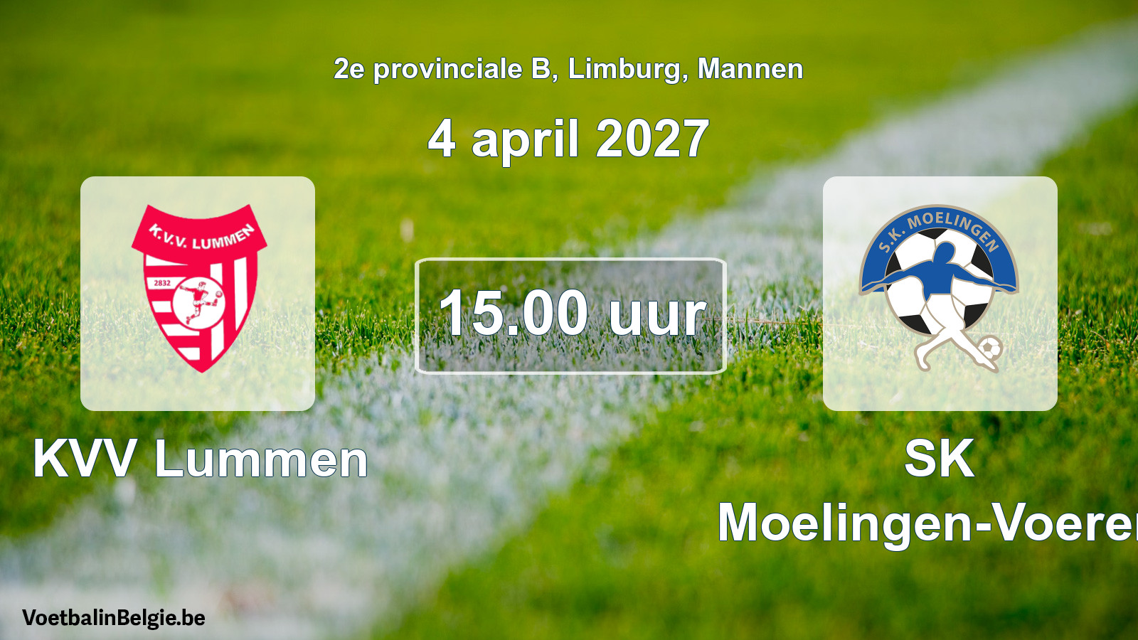 Geplande wedstrijd mannenvoetbal: KVV Lummen - SK Moelingen-Voeren (4 april 2027)